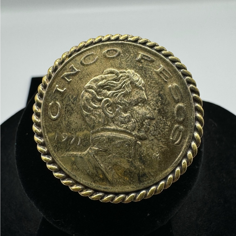 Dora B. Mexican Large Coin Ring Cinco Pesos